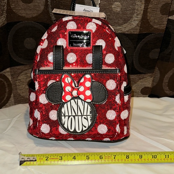 DISNEYPARKS EXCLUSIVE LOUNGEFLY MINNIE EARS SEQUINED BACKPACK HEADBAND COMBO - Picture 5 of 15